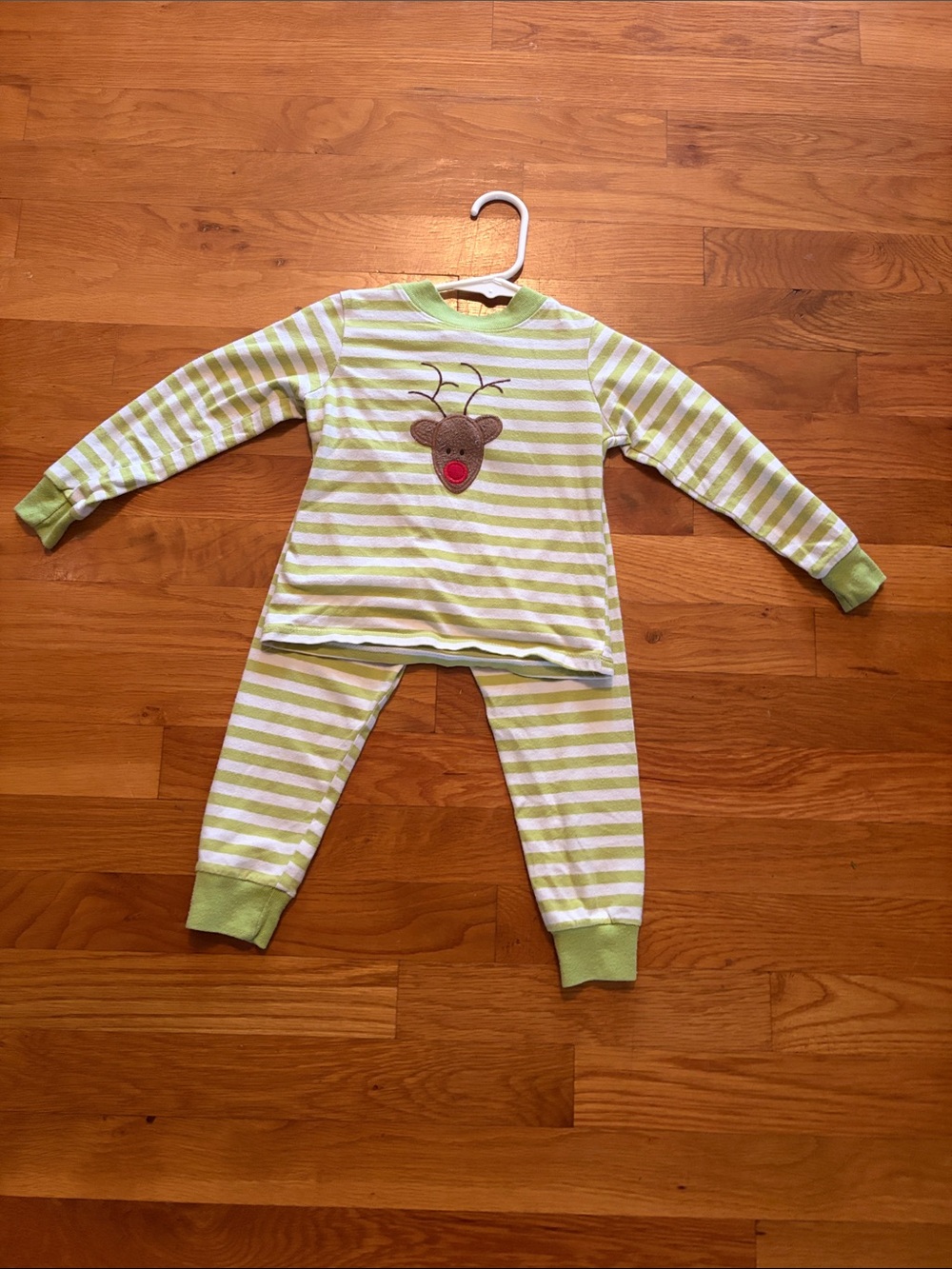 Green Striped Reindeer Pajamas